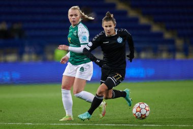 KHARKIV, UKRAINE - 9 Kasım 2021: Bayanlar Şampiyonlar Ligi WFC Kharkiv-WFC Breidablik maçı sırasında Olha Ovdiychuk 