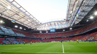 AMSTERDAM, NETHERLANDS - 13 Haziran 2021: Johan Cruijff EURO 2020 Amsterdam Arena. Ukrayna, Hollanda 'ya karşı.
