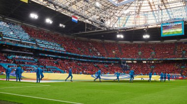 AMSTERDAM, NETHERLANDS - 13 Haziran 2021: Johan Cruijff EURO 2020 Amsterdam Arena. Ukrayna, Hollanda 'ya karşı.
