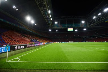 AMSTERDAM, NETHERLANDS - 13 Haziran 2021: Johan Cruijff EURO 2020 Amsterdam Arena. Ukrayna, Hollanda 'ya karşı.