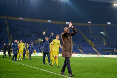 KHARKIV, UKRAINE - 13 Kasım 2021: Ukrayna PFL FC Metalist Prykarpattya 'ya karşı futbol maçı