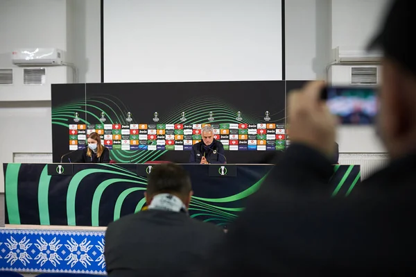 Zaporizhzhia Ukrajina Září 2021 Jose Mourinho Konferenčním Tisku Konferenční Liga — Stock fotografie