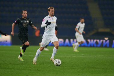 KHARKIV, UKRAINE - 4 Aralık 2021: Ukrayna Premiere Ligi Metalist-1925 Kharkiv-FC Kolos Kovalivka futbol karşılaşması