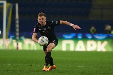 KHARKIV, UKRAINE - 4 Aralık 2021: Ukrayna Premiere Ligi Metalist-1925 Kharkiv-FC Kolos Kovalivka futbol karşılaşması