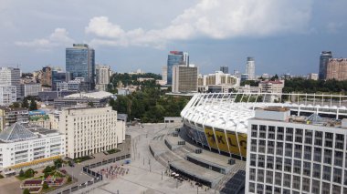 KYIV, UKRAINE - 17 Temmuz 2021 NSC Olimpiyatları. İHA gerçeklik görünümü