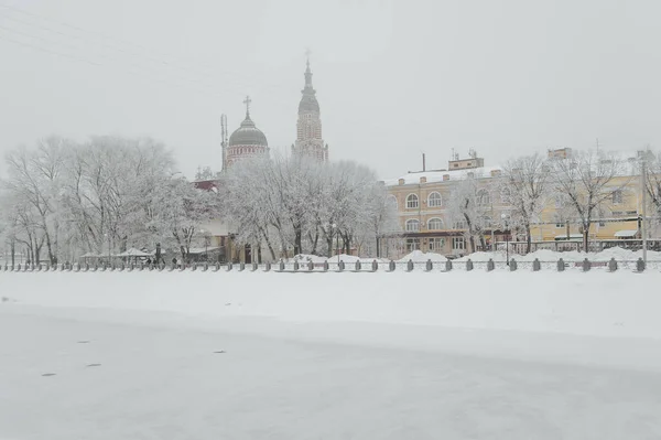 Kharkiv Ukraine January 2017 Snow Streets Kharkov City Winter Landscape — Stock Photo, Image