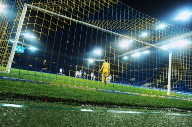 KHARKIV, UKRAINE - 8 Aralık 2021: UEFA Kadınlar Şampiyonlar Ligi Zhilstroi-1 - PSG maçının kapı görüntüsü. 