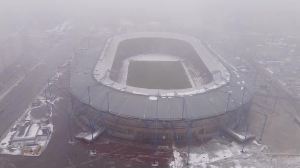 Kharkiv Ukraine January 2022 Metalist Stadium Foggy Weather — стоковое видео