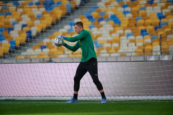 Kyiv Ukraine October 2021 Goalkeeper Anatolii Trubin Football Match Upl — Stock fotografie