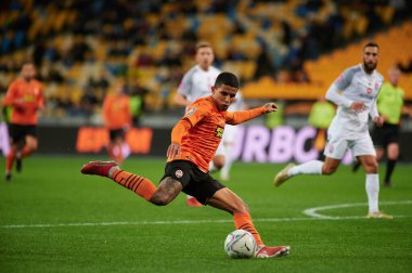 KYIV, UKRAINE - OCTOBER 15, 2021: defender Dodo (2). The football match of UPL, FC Shakhtar Donetsk vs FC Zorya Luhansk