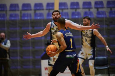 KHARKIV, UKRAINE - 16 HAZİRAN 2022 Ukrayna Kupası BC Sokoly - BC Budivelnik