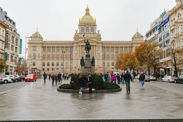 Praga República Checa Octubre 2018 Plaza Narodni Muzeum Wenceslao — Foto de Stock