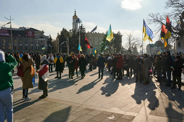 Kharkiv Ukraine February 2022 March Ukraine 러시아 전쟁에 민족주의자 조직의 — 스톡 사진