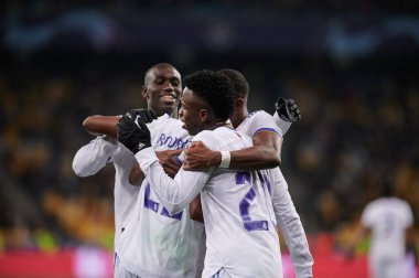 KYIV, UKRAINE - 19 Ekim 2021: FC Shakhtar Donetsk ile FC Real Madrid arasındaki UEFA Şampiyonlar Ligi maçı