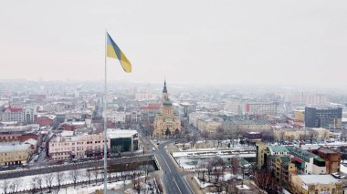KHARKIV, UKRAINE - 16 Şubat 2022: huzurlu şehir Harkov. Rusya sınırına yakın bir şehir. Doğu Ukrayna 'ya Savaş.