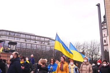 GERMANY, LEIPZIG: 5 Mart 2022: Rusya 'nın son saldırılarına karşı Ukrayna' yı destekleyen bir gösteri yapıldı