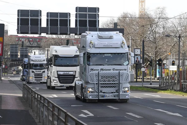 Niemcy Kolognia Marca 2022 Protesty Ciężarówek Przeciwko Wzrostowi Cen Oleju — Zdjęcie stockowe