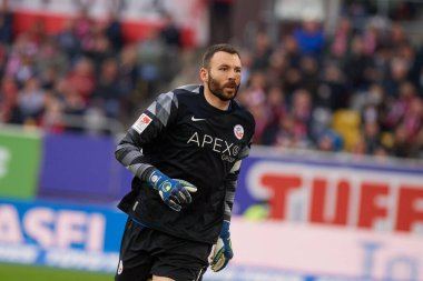 DUESSELDORF, GERMANY - 8 Nisan 2022: Markus Kolke (kaptan). Futbol maçı Bundesliga 2 Fortuna - Hansa