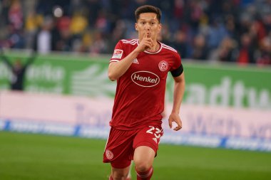 DUESSELDORF, ALMANY - 8 Nisan 2022: Shinta Appelkamp. Futbol maçı Bundesliga 2 Fortuna - Hansa