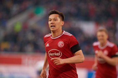 DUESSELDORF, ALMANY - 8 Nisan 2022: Shinta Appelkamp. Futbol maçı Bundesliga 2 Fortuna - Hansa