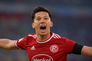 DUESSELDORF, ALMANY - 8 Nisan 2022: Shinta Appelkamp. Futbol maçı Bundesliga 2 Fortuna - Hansa