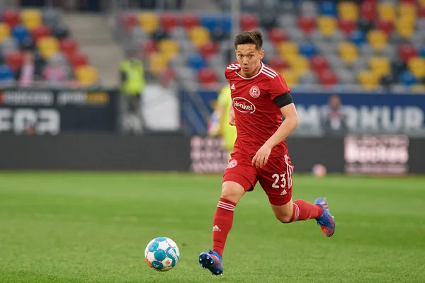 DUESSELDORF, ALMANY - 8 Nisan 2022: Shinta Appelkamp. Futbol maçı Bundesliga 2 Fortuna - Hansa