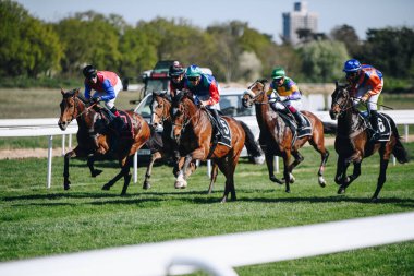 ALMANY, COLOGNE - 18 Nisan 2022: Atçılık FC-Renntag - Carl Jaspers Preis güneşli havalarda. 