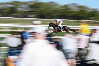 ALMANY, COLOGNE - 18 Nisan 2022: Atçılık FC-Renntag - Carl Jaspers Preis güneşli havalarda. 