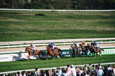 ALMANY, COLOGNE - 18 Nisan 2022: Atçılık FC-Renntag - Carl Jaspers Preis güneşli havalarda. 