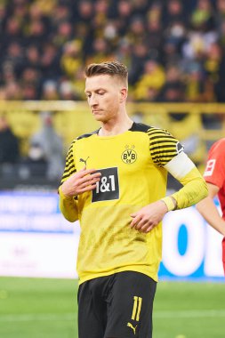 ALMANY, DORTMUND - 2 Nisan 2022: Marco Reus (kaptan). Bundesliga Borussia Dortmund maçı Iduna Park 'ta RB Leipzig' e karşı.