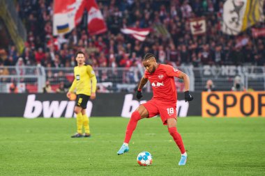 GERMANY, DORTMUND - 2 Nisan 2022 Christopher Nkunku. Bundesliga Borussia Dortmund maçı Iduna Park 'ta RB Leipzig' e karşı.