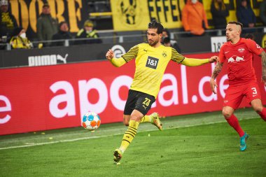 GERÇEK, DORTMUND - 2 NİSAN 2022: Bundesliga Borussia Dortmund maçı Iduna Park 'ta RB Leipzig' e karşı.