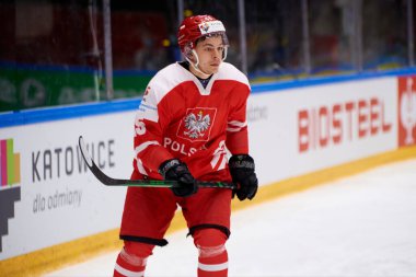 TYCHY, POLAND - 29 Nisan 2022: IIHF 2022 Buz Hokeyi Dünya Şampiyonası Div 1B Sırbistan - Polonya