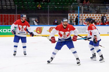 TYCHY, POLAND - 29 Nisan 2022: IIHF 2022 Buz Hokeyi Dünya Şampiyonası Div 1B Sırbistan - Polonya