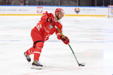 TYCHY, POLAND - 29 Nisan 2022: IIHF 2022 Buz Hokeyi Dünya Şampiyonası Div 1B Sırbistan - Polonya