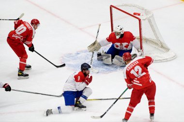 TYCHY, POLAND - 29 Nisan 2022: IIHF 2022 Buz Hokeyi Dünya Şampiyonası Div 1B Sırbistan - Polonya