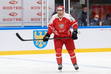 TYCHY, POLAND - 29 Nisan 2022: IIHF 2022 Buz Hokeyi Dünya Şampiyonası Div 1B Sırbistan - Polonya