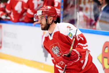 TYCHY, POLAND - 29 Nisan 2022: IIHF 2022 Buz Hokeyi Dünya Şampiyonası Div 1B Sırbistan - Polonya