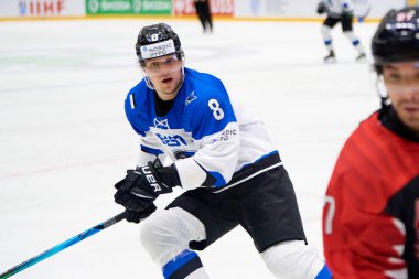 TYCHY, POLAND - 28 Nisan 2022: IIHF 2022 Buz Hokeyi Dünya Şampiyonası Div 1B Japonya - Estonya