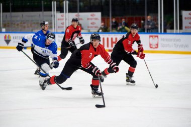 TYCHY, POLAND - 28 Nisan 2022: IIHF 2022 Buz Hokeyi Dünya Şampiyonası Div 1B Japonya - Estonya