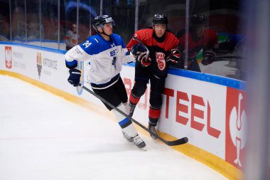 TYCHY, POLAND - 28 Nisan 2022: IIHF 2022 Buz Hokeyi Dünya Şampiyonası Div 1B Japonya - Estonya