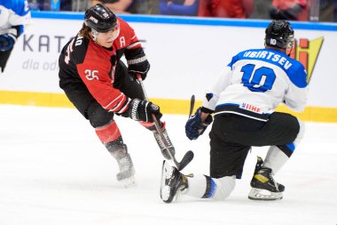 TYCHY, POLAND - 28 Nisan 2022: IIHF 2022 Buz Hokeyi Dünya Şampiyonası Div 1B Japonya - Estonya