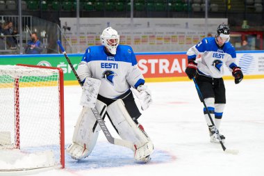 TYCHY, POLAND - 28 Nisan 2022: IIHF 2022 Buz Hokeyi Dünya Şampiyonası Div 1B Japonya - Estonya