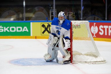 TYCHY, POLAND - 28 Nisan 2022: IIHF 2022 Buz Hokeyi Dünya Şampiyonası Div 1B Japonya - Estonya