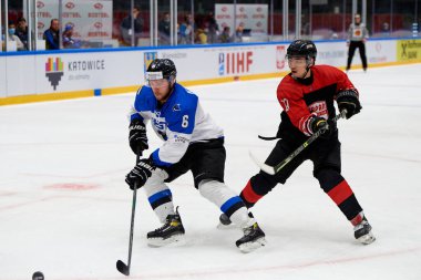 TYCHY, POLAND - 28 Nisan 2022: IIHF 2022 Buz Hokeyi Dünya Şampiyonası Div 1B Japonya - Estonya