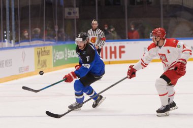 TYCHY, POLAND - 26 Nisan 2022: IIHF 2022 Buz Hokeyi Dünya Şampiyonası Div 1B Polonya - Estonya