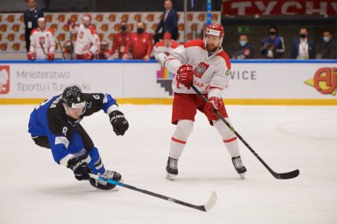 TYCHY, POLAND - 26 Nisan 2022: IIHF 2022 Buz Hokeyi Dünya Şampiyonası Div 1B Polonya - Estonya