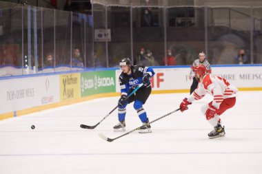 TYCHY, POLAND - 26 Nisan 2022: IIHF 2022 Buz Hokeyi Dünya Şampiyonası Div 1B Polonya - Estonya
