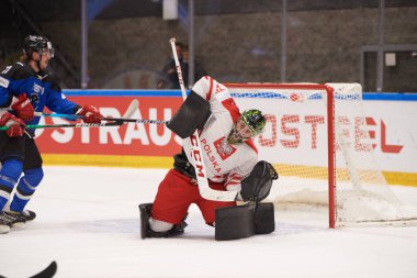TYCHY, POLAND - 26 Nisan 2022: IIHF 2022 Buz Hokeyi Dünya Şampiyonası Div 1B Polonya - Estonya