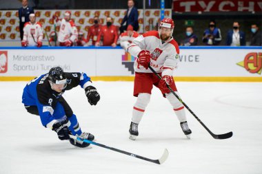 TYCHY, POLAND - 26 Nisan 2022: IIHF 2022 Buz Hokeyi Dünya Şampiyonası Div 1B Polonya - Estonya